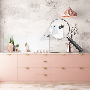 Glass backsplash w/ and w/o metal sheet backing with magnetic properties: Houseplants in flowerpots