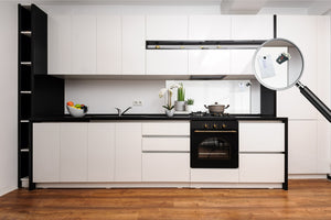 Glass backsplash w/ and w/o metal sheet backing with magnetic properties: Houseplants in flowerpots